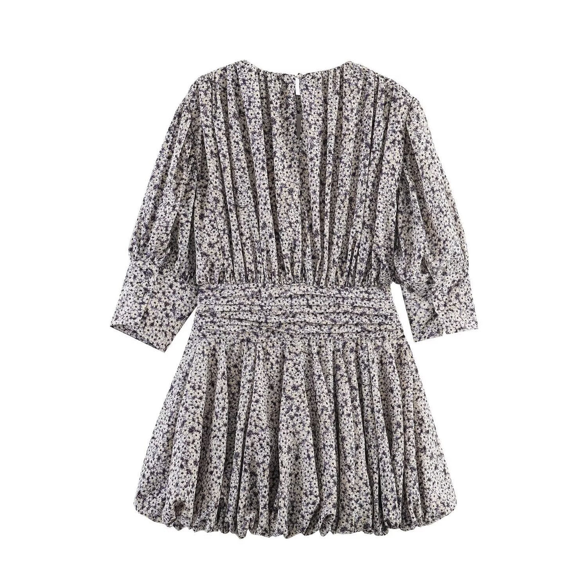 Damen Blumenkleid mit raffinierten Volants und elastischem Taillenbund EB