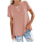 Damen hochwertiges T-Shirt mit Knopfdetail und lockerem Schnitt EB