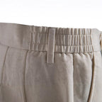 Herren nan lässige Leinenshorts mit Umschlag und Bundfalten EB