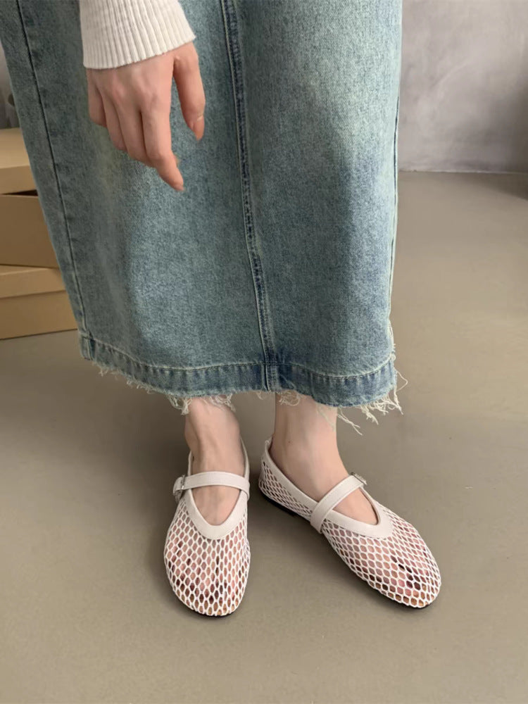 Damen elegante Ballerinas mit Netzdesign EB