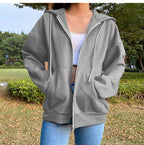 Damen bequeme Kapuzenjacke mit praktischen Taschen und lässigem Schnitt EB