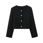 Damen Kurz Geschnittene Designer-Jacke mit Strukturiertem Stoff EB