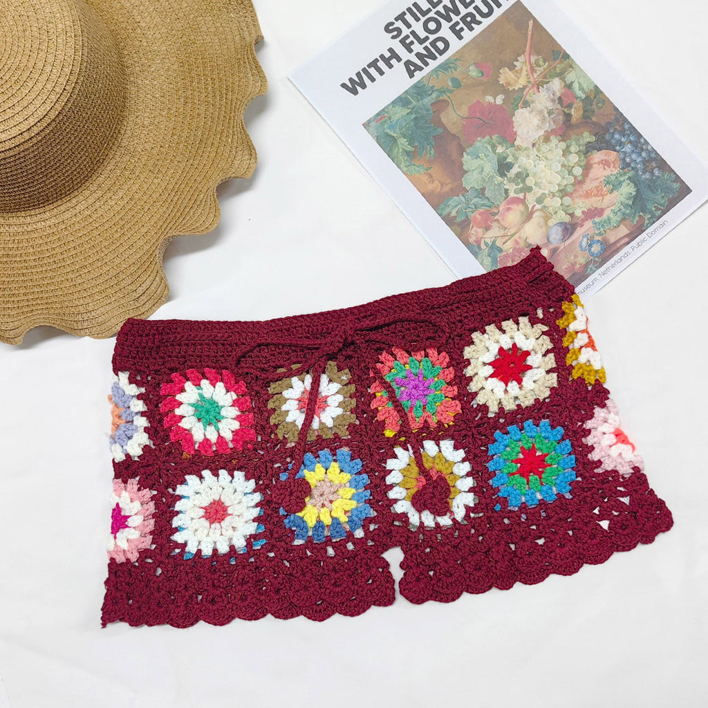 Häkelshorts mit Granny-Square-Muster für Damen