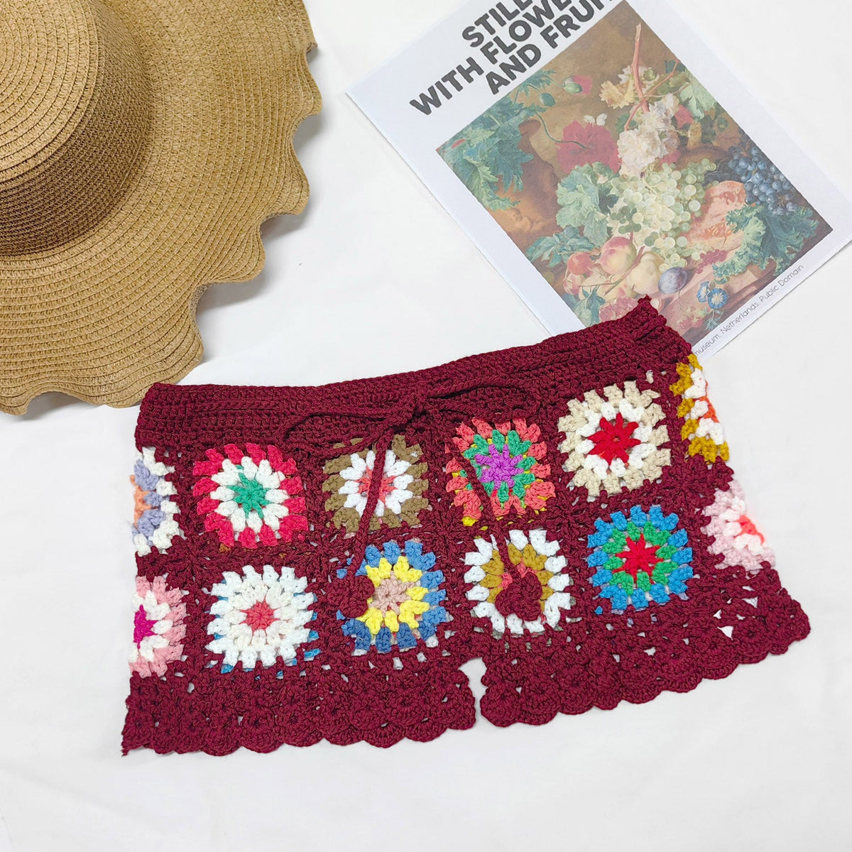 Häkelshorts mit Granny-Square-Muster für Damen