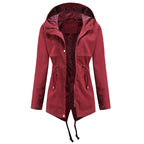 Damen nan wasserabweisender Parka mit taillenkordel und asymmetrischem Saum EB