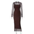 Damen Elegantes Kleid mit transparenten Spitzenärmel EB