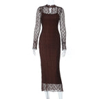 Damen Elegantes Kleid mit transparenten Spitzenärmel EB