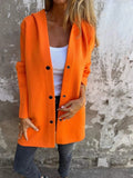 Damen nan Kapuzenmantel mit Druckknopfleiste und geradem Oversize-Schnitt EB
