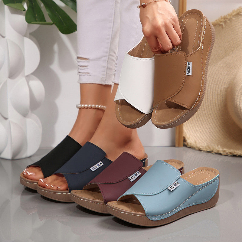 Damen Bequeme Keil-Pantoletten EB