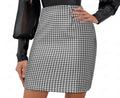 Damen Bleistiftrock mit stylischem Hahnentritt-Muster und elastischem Bund EB