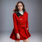 Damen klassischer Mantel mit elegantem Kragen und abnehmbarer Kapuze EB