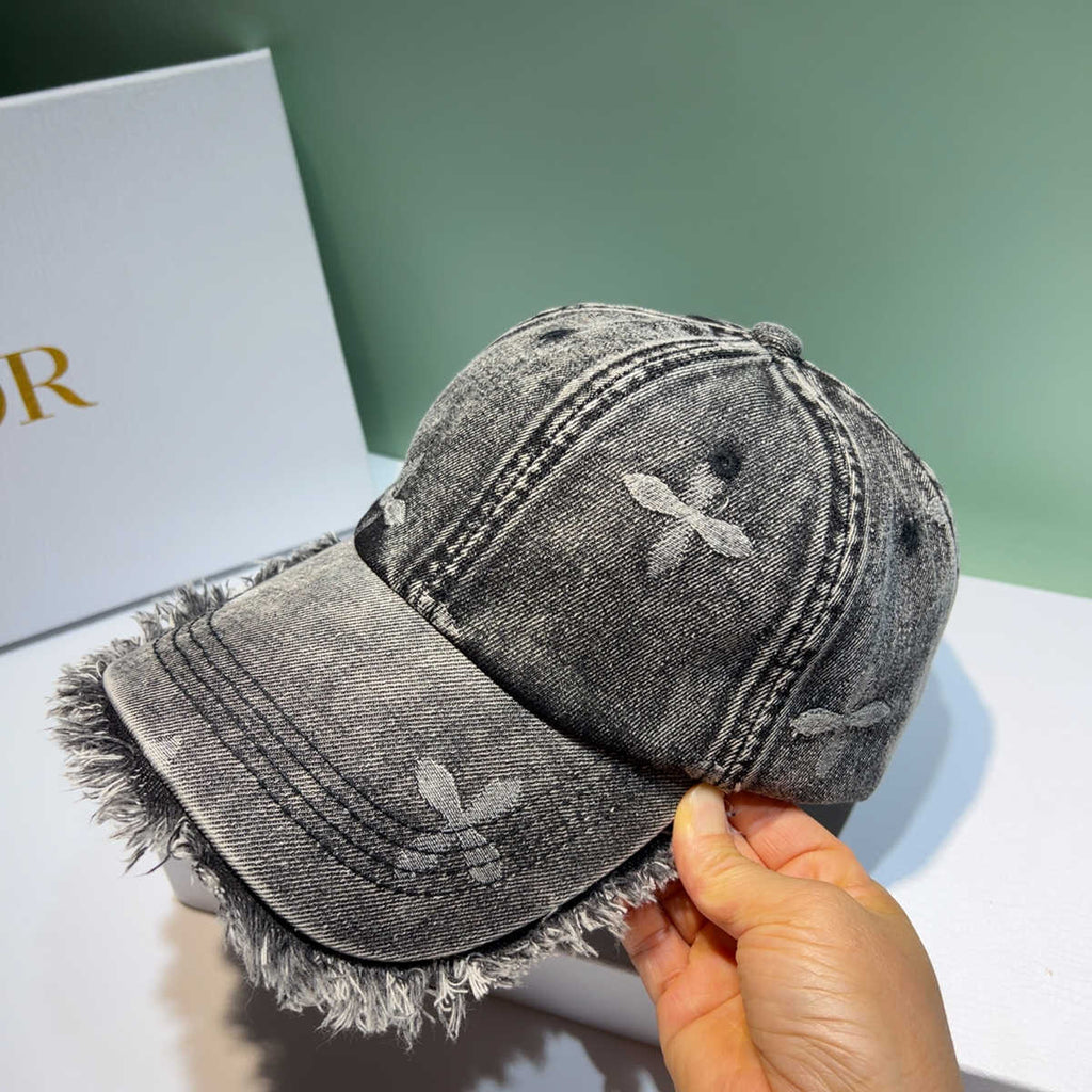Unisex Distressed Denim Frayed Cap