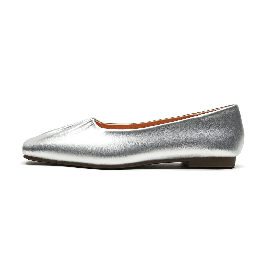 Damen Ballerinas aus hochwertigem Leder mit modischem Faltendesign EB