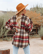 Damen Karierte Baumwolljacke im lässigen Oversized-Schnitt EB