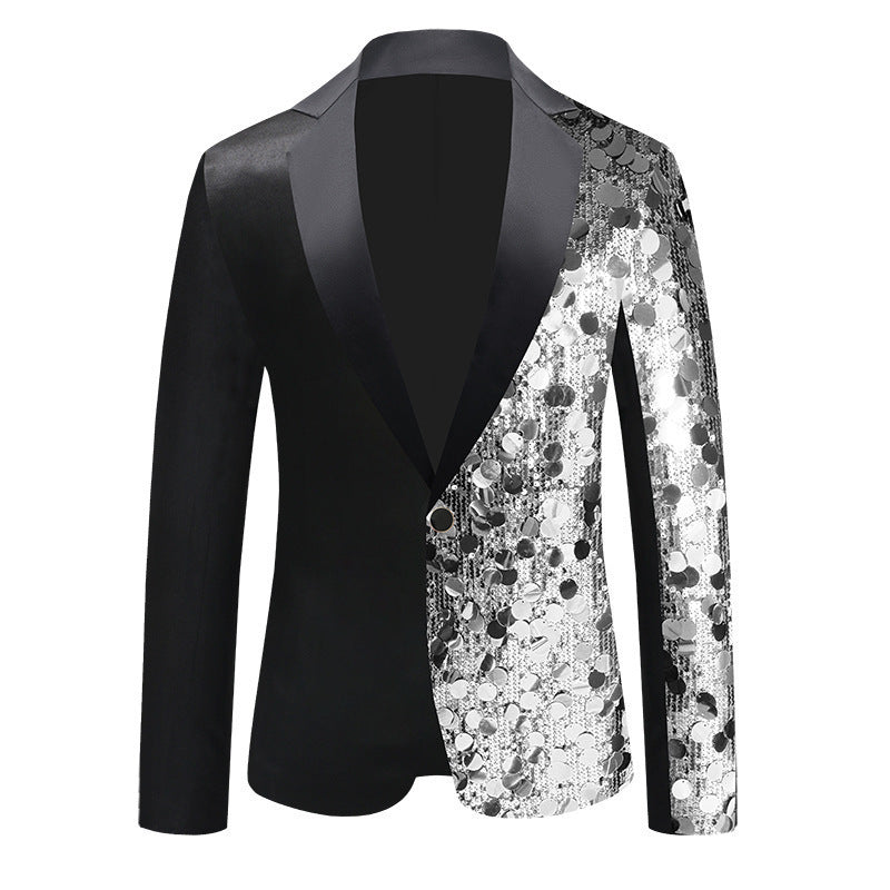 Damen Glitzernder Sequin Blazer mit elegantem Schalkragen EB