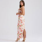 Damen Elegantes figurbetontes Maxikleid mit floralem Design EB