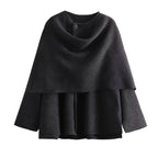 Damen asymmetrische ponchoartige Jacke aus weichem Material EB