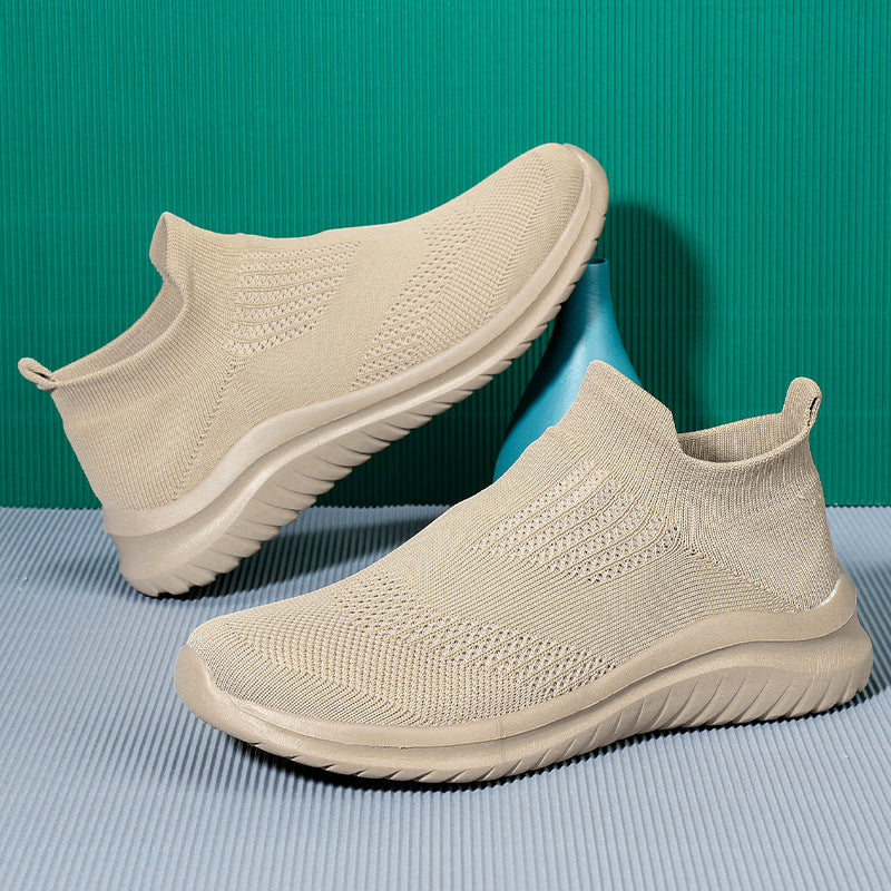Unisex nan atmungsaktiver Strickslipper Sockenschuh mit elastischem Schaft und stoßdämpfender Sohle EB