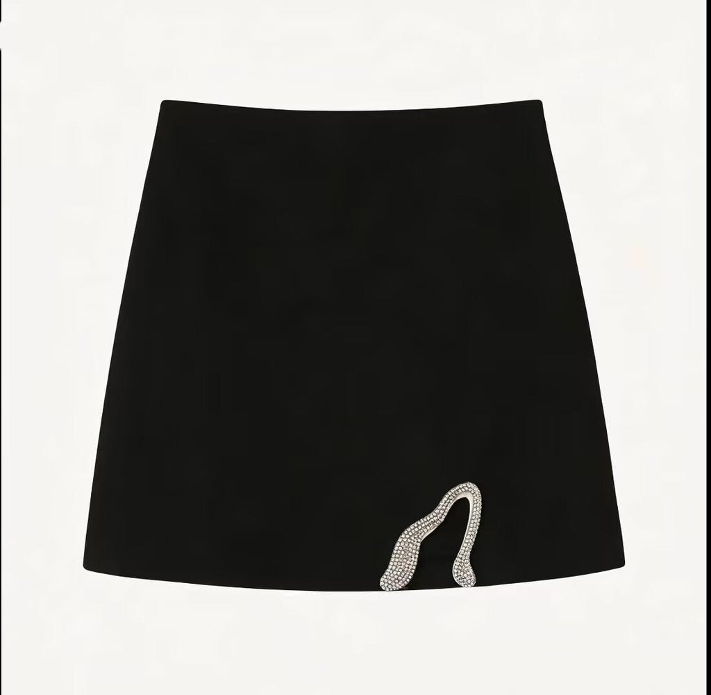 Damen Crop-Top und Mini-Rock Set mit dekorativem Detail EB