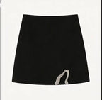 Damen Crop-Top und Mini-Rock Set mit dekorativem Detail EB