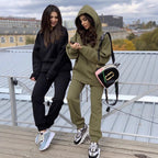 Damen Lässiger Kapuzenanzug mit bequemen Taschen und regulierbarem Bund EB