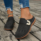Damen bequeme Clogs mit atmungsaktiver Obermaterialstruktur und modischem Riemchen EB