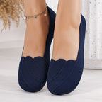Damen Bequeme Slip-On Ballerinas mit wellenförmigem Design und elastischem Obermaterial EB