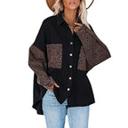 Damen Overshirt mit Leopardenmuster und modischen Buttons EB
