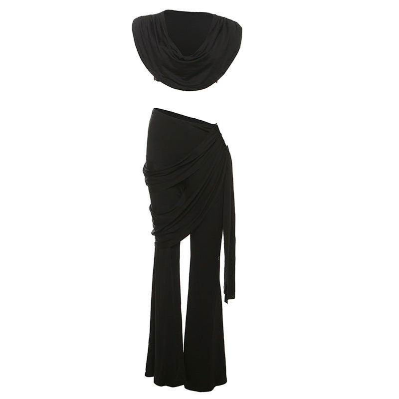 Damen Elegantes Jumpsuit-Set mit Drapierung und schmalem Bein EB