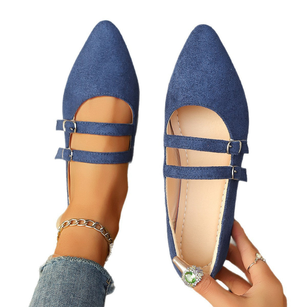 Damen Ballerinas mit verstellbaren Riemchen und elegantem Spitzendesign EB