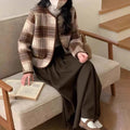 Damen Freizeitblazer mit eleganter Karomusterung und Knopfdetails EB
