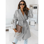 Damen lässiger Oversize-Mantel mit Wickelgürtel EB