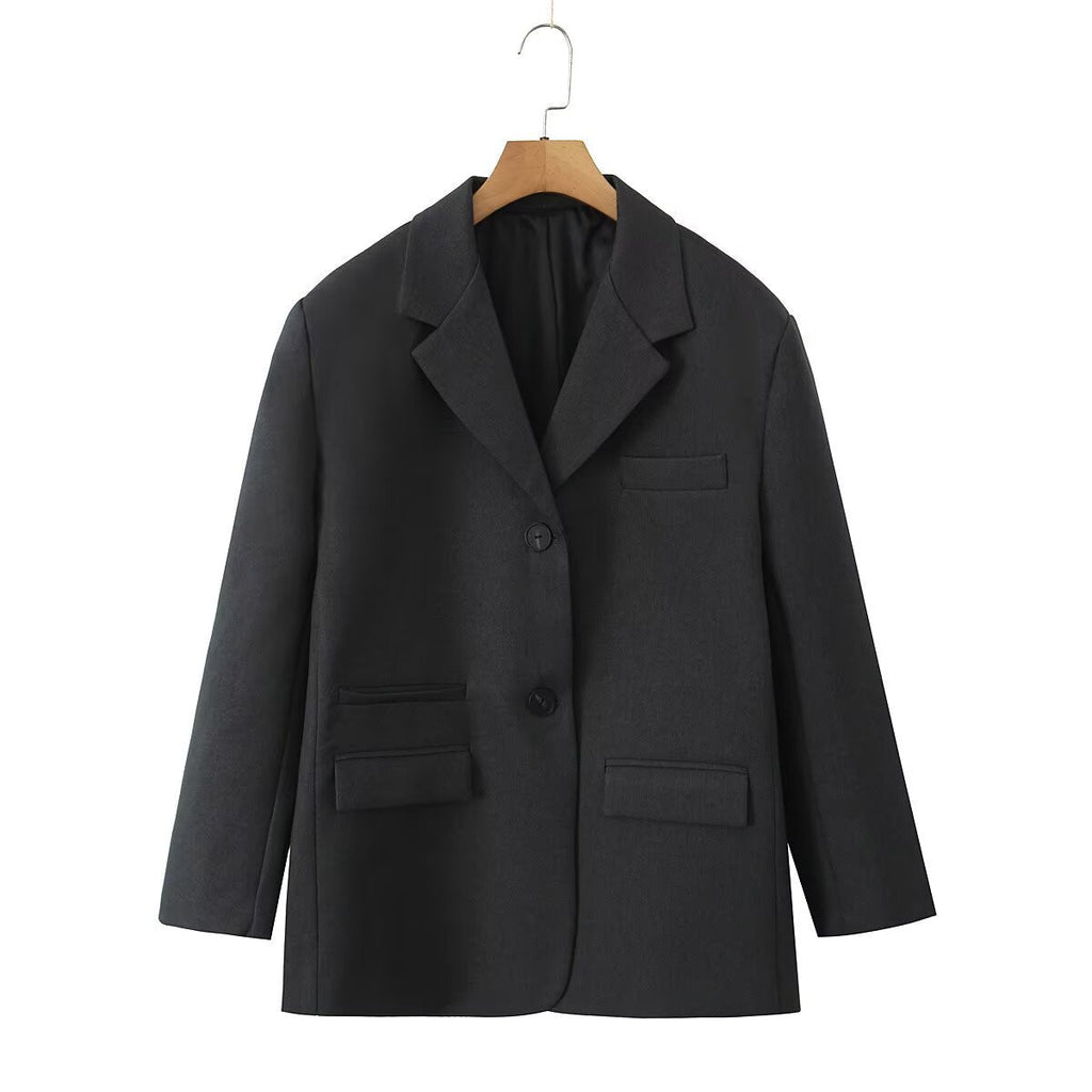 Damen Eleganter Blazer mit modernen Schnallelementen und praktischen Taschen EB
