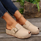 Damen Clogs mit modischem Schnallen-Design und trendiger Metallverzierung EB