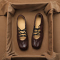 Damen Ballerina-Schuhe mit raffiniertem Schnürdesign und weicher Lederoberfläche EB