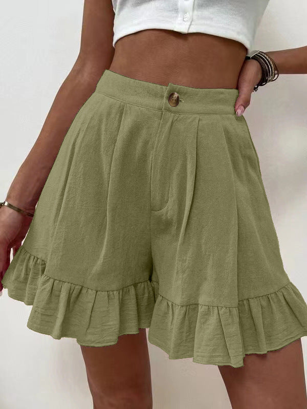 Damen Röhren-Shorts mit lässigem Rüschensaum und elastischem Bund EB