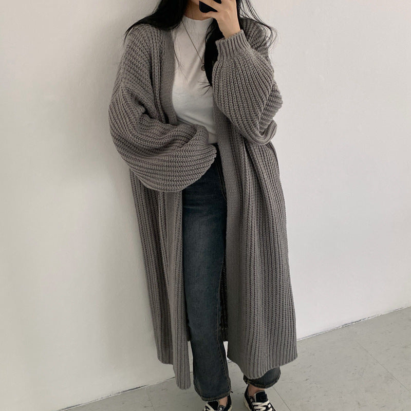 Damen Grober Strickcardigan mit offenem Schnitt und bequemen Ärmelabschlüssen EB