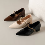 Damen Elegante Blockabsatz-Pumps mit glänzender Kette EB