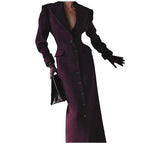 Damen Eleganter Wollmantel mit tailliertem Schnitt und langen Ärmeln EB