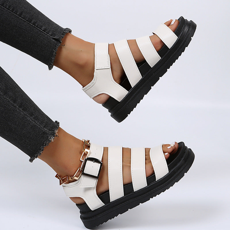 Damen bequeme Riemensandalen mit verstellbarem Schnallenverschluss EB