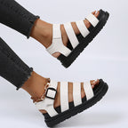 Damen bequeme Riemensandalen mit verstellbarem Schnallenverschluss EB