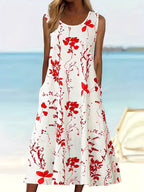 Damen Blumenmuster Sommerkleid EB