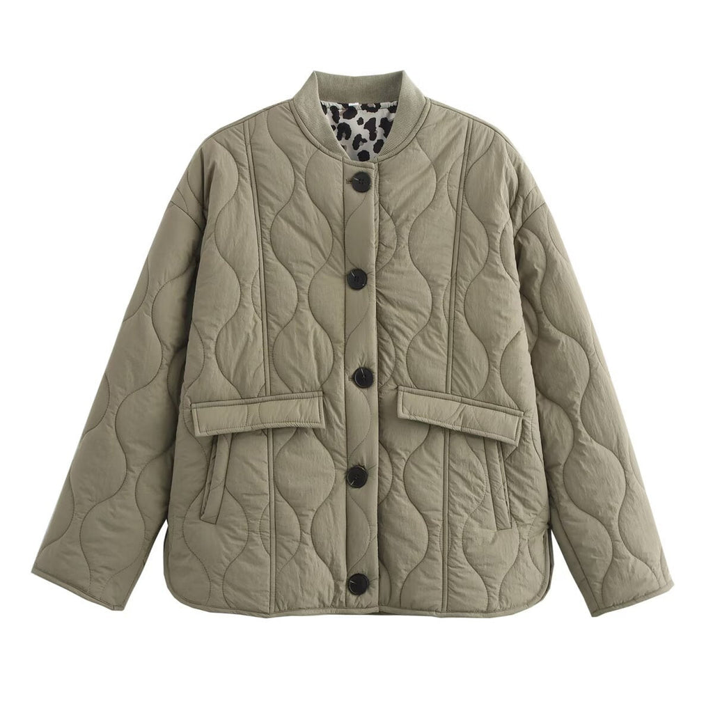 Damen gesteppte Übergangsjacke mit praktischen Taschen und elegantem Stehkragen EB