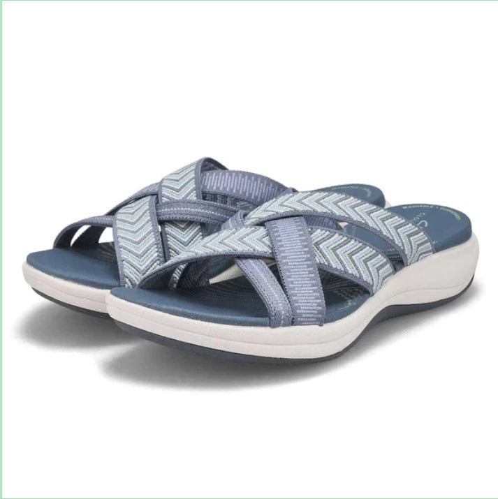 Damen bequeme Riemensandalen mit elastischen Trägern und komfortabler Dämpfung EB