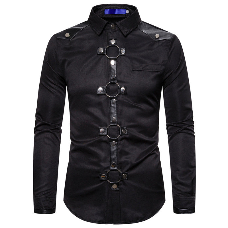 Herren Designerhemd mit eleganter Kunststoffgarnitur und kontrastierenden Belegen EB