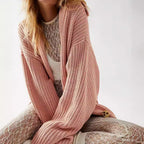 Damen Grobstrickjacke mit weiten Ärmeln und Kapuze EB