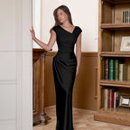 Damen elegantes langes Abendkleid mit figurbetonter Silhouette und extravagantem Rückenausschnitt EB