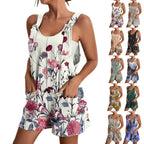 Damen lässiger Overall mit floralem Design und praktischen Taschen EB