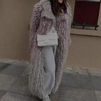 Damen Flauschiger Oversized-Mantel aus Kunstpelz EB