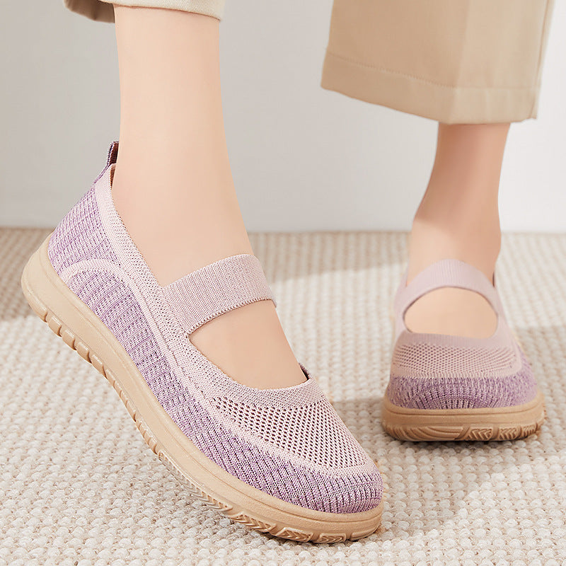 Damen Bequeme und atmungsaktive Freizeitschuhe mit elastischem Riemen EB